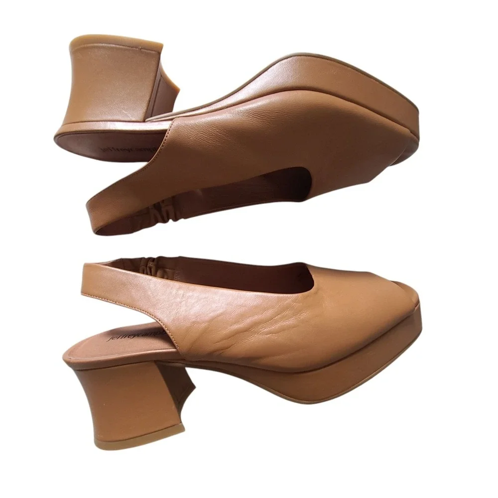 Jeffrey Campbell Extendo Platform Sling-back Block Heel Leather 11 Brown Sandals - Picture 10 of 12